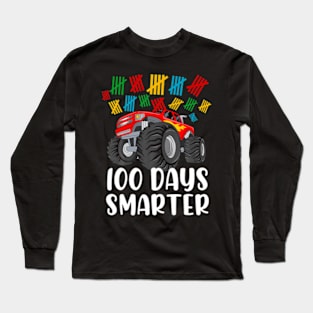 Boys 100Th Day Of School Monster Truck 100 Smarter Long Sleeve T-Shirt